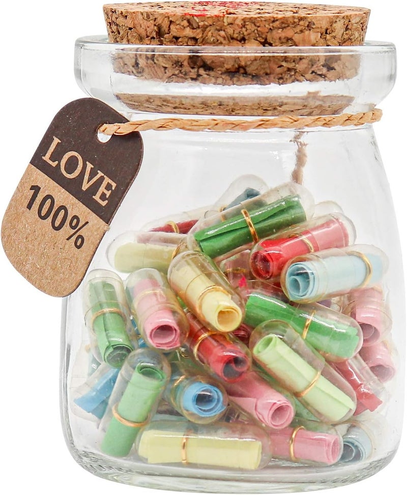 KBFUSHI Capsule Letters Message in a Bottle - Cute Things Gifts for Boyfriend Girlfriend - Love Letter for Anniversary, Birthday,Valentines Day, Mother's Day Gift (Mixed Color 50pcs) - Image 1