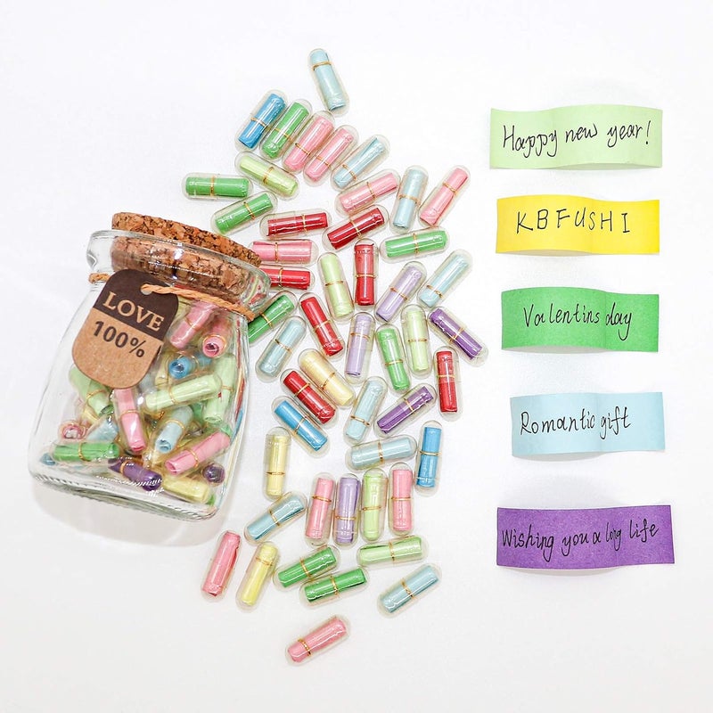 KBFUSHI Capsule Letters Message in a Bottle - Cute Things Gifts for Boyfriend Girlfriend - Love Letter for Anniversary, Birthday,Valentines Day, Mother's Day Gift (Mixed Color 50pcs) - Image 2