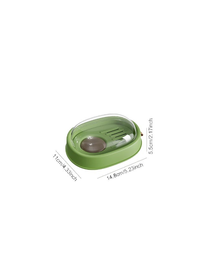 1pcs Cute Avocado Shaped Soap Dish with Drain Tray & Dust Cover, Detachable Double Layer Soap Holder, Draining Water Bar Soap Storage Box, Portable Bathroom Countertop Soap Organizer, Light Green Minimalist Wash Accessory Decor - Image 4
