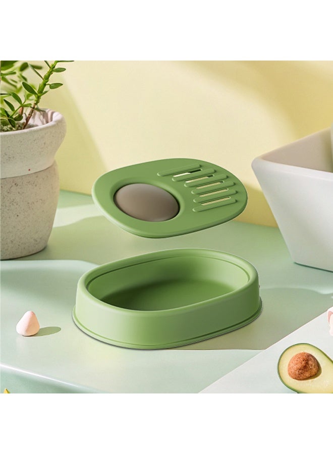 1pcs Cute Avocado Shaped Soap Dish with Drain Tray & Dust Cover, Detachable Double Layer Soap Holder, Draining Water Bar Soap Storage Box, Portable Bathroom Countertop Soap Organizer, Light Green Minimalist Wash Accessory Decor - Image 5