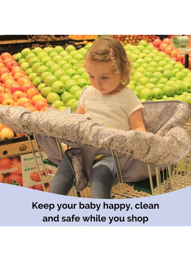 suessie Shopping Cart Cover for Baby or Toddler | 2-in-1 High Chair Cover | Compact Universal Fit | Unisex for Boy or Girl | Includes Carry Bag | Machine Washable | Fits Restaurant Highchair | Sweet Dreams - Image 2