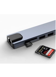 Generic USB C Hub 7 in 1 Type C Adapter to HDMI Ethernet RJ45 1Gbps Speed ​​100W Power Delivery 2 Data 3.0 Ports SD &&& TF Card Reader Compatible with MacBook Pro Air and Other Devices Rohza Multicolor  - Image 2
