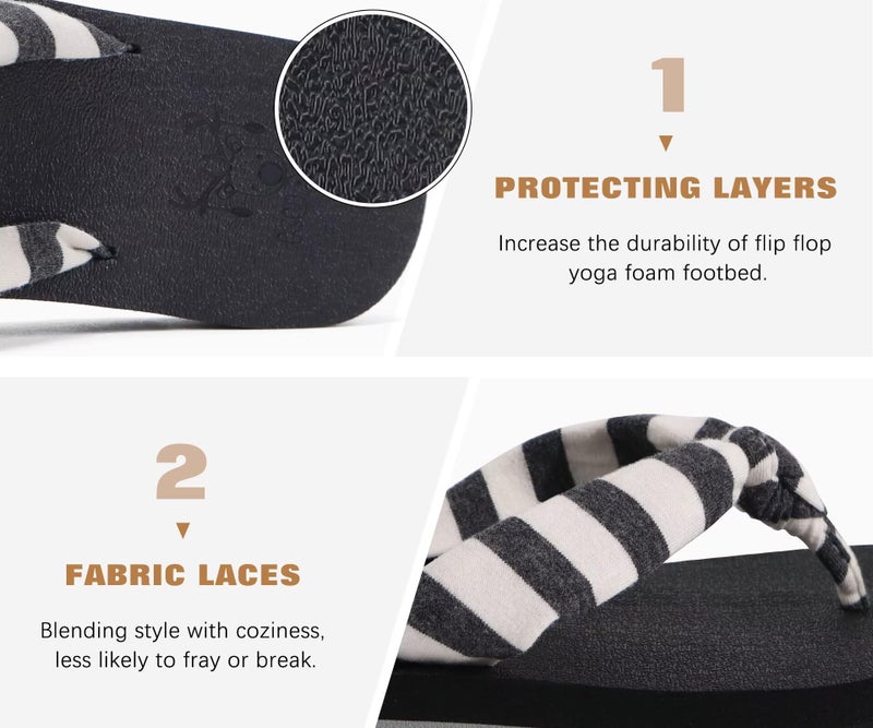 KuaiLu Flip Flops Women Arch Support Yoga Mat Comfortable Summer Beach Walking Thong Cushion Sandals Slip on Pool Outfits Travel Essentials Orthotic Slides Indoor Outdoor Slippers Shoes Black Size 11 - Image 3