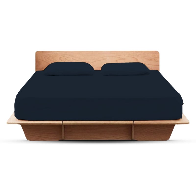 SHEETS STARGAZER 800 Thread Count Egyptian Cotton Bottom Fitted Sheet Only Queen Fitted Sheet Only Deep Pocket Soft Fitted Sheets Fitted Sheet Extra Deep Pocket 18 Fitted Sheet OnlyNavy Blue Queen Size - Image 1