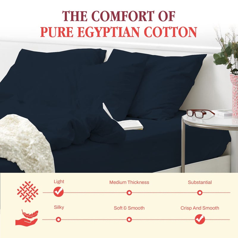 SHEETS STARGAZER 800 Thread Count Egyptian Cotton Bottom Fitted Sheet Only Queen Fitted Sheet Only Deep Pocket Soft Fitted Sheets Fitted Sheet Extra Deep Pocket 18 Fitted Sheet OnlyNavy Blue Queen Size - Image 4
