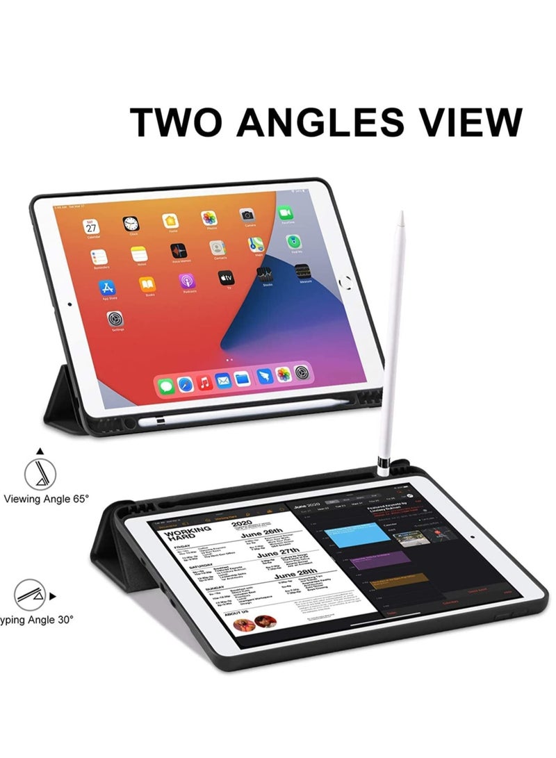 ELTRAZONE iPad 9th/8th/7th Generation case (2021/2020/2019) iPad 10.2-Inch Case with Pencil Holder [Sleep/Wake] Slim Soft TPU Back Smart Magnetic Stand Protective Cover Cases (Black) - Image 3