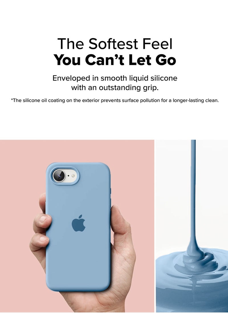 Wtech - Apple iPhone 16e 5G 2025 Premium Soft Liquid Silicone Case Cover (MCRPSN) - Winter Blue - Image 1