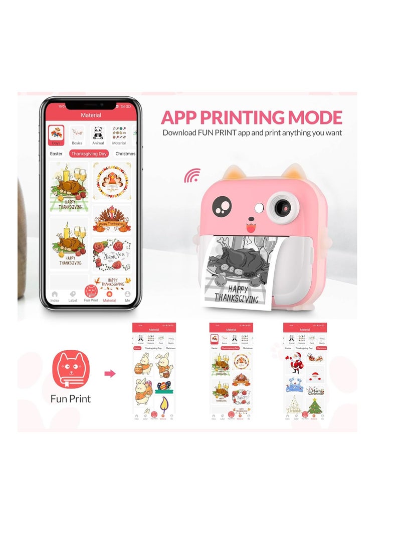 DIGI CORE Digital Camera For Kids 48MP Kids Camera With 32GB SD Card Full HD 1080P Cameras Mini Kids Camera With Instant Print Thermal Printer With 3 Thermal Rolls 2.4Inch Eye Protect Screen Selfie Camera  - Image 2