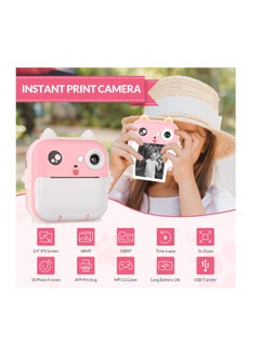 DIGI CORE Digital Camera For Kids 48MP Kids Camera With 32GB SD Card Full HD 1080P Cameras Mini Kids Camera With Instant Print Thermal Printer With 3 Thermal Rolls 2.4Inch Eye Protect Screen Selfie Camera  - Image 4