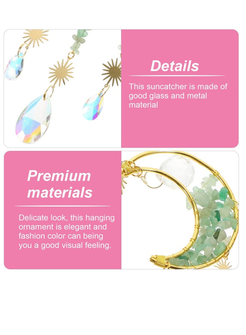 NIBEMINENT Healing Crystals Suncatcher, Moon Dreamcatcher, Hanging Dream Catcher, with Crystal Pendants Rainbow Maker, for Window, Garden, Home, Party Wedding - Image 4