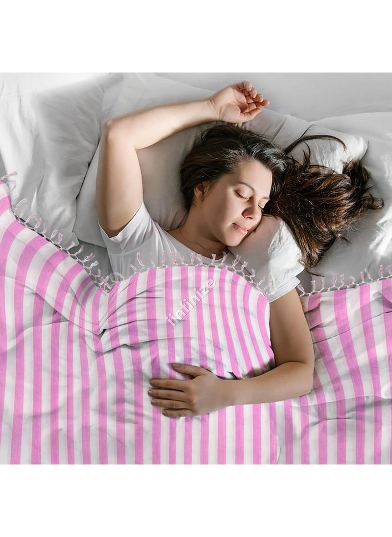 iinfinize iinfinize 2 Pcs Combo Bhagalpuri Chadar Indian Cotton Ethnic Tapestry Duvet Bedding Comforter Khes Top Sheet Attractive Chadar Dohar Summer AC Blanket 90x50 Inch  - Image 3