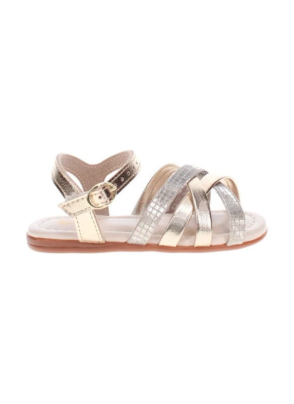 Molekinha Molekinha Infant Girls Sandals With Back Strap Golden | Made In Brazil