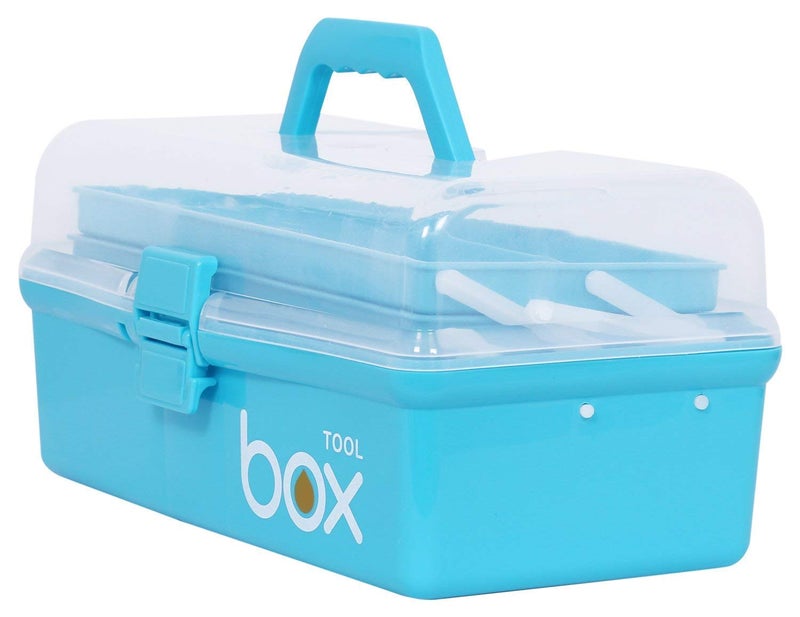 Ansawi Portable 3 Layer Compartment Lockable Plastic Storage Box Travel Stationery Makeup Cosmetic Medicine Organise Multi Colour - Image 2