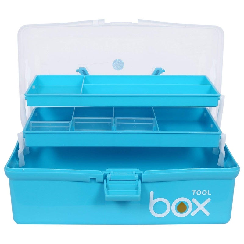 Ansawi Portable 3 Layer Compartment Lockable Plastic Storage Box Travel Stationery Makeup Cosmetic Medicine Organise Multi Colour - Image 1
