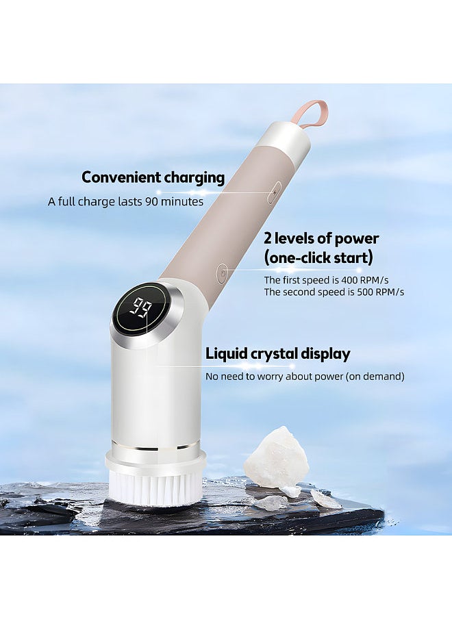 Generic - Electric Spin Scrubber IPX5 Waterproof Dual Speed LCD Display Cordless Power Shower Scrubber with Retractable Handle and 7 Brush Head Adjustable Extension Handle Electric Scrubber - Image 1