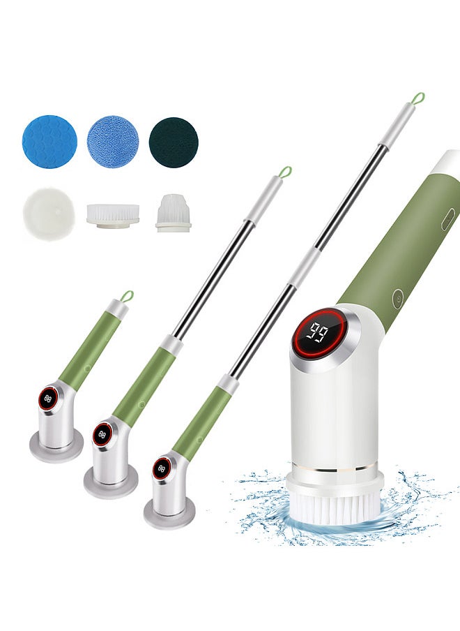 Generic - Electric Spin Scrubber IPX5 Waterproof Dual Speed LCD Display Cordless Power Shower Scrubber with Retractable Handle and 7 Brush Head Adjustable Extension Handle Electric Scrubber - Image 1