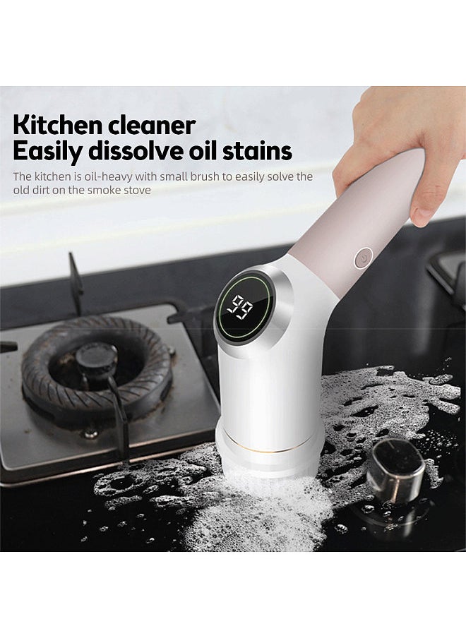Generic - Electric Spin Scrubber IPX5 Waterproof Dual Speed LCD Display Cordless Power Shower Scrubber with Retractable Handle and 7 Brush Head Adjustable Extension Handle Electric Scrubber - Image 1