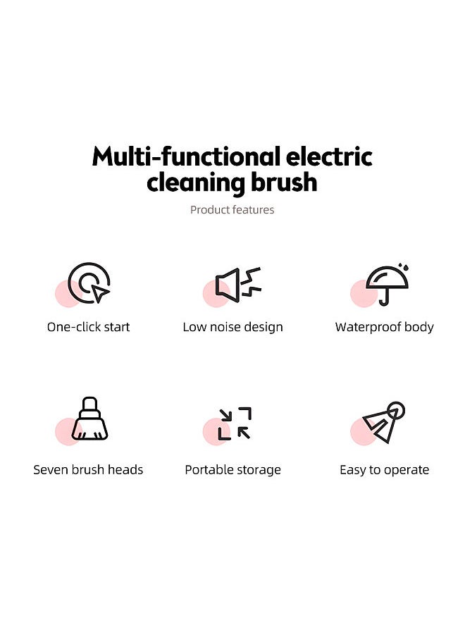 Generic - Electric Spin Scrubber IPX5 Waterproof Dual Speed LCD Display Cordless Power Shower Scrubber with Retractable Handle and 7 Brush Head Adjustable Extension Handle Electric Scrubber - Image 1