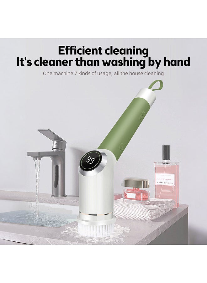Generic - Electric Spin Scrubber IPX5 Waterproof Dual Speed LCD Display Cordless Power Shower Scrubber with Retractable Handle and 7 Brush Head Adjustable Extension Handle Electric Scrubber - Image 1