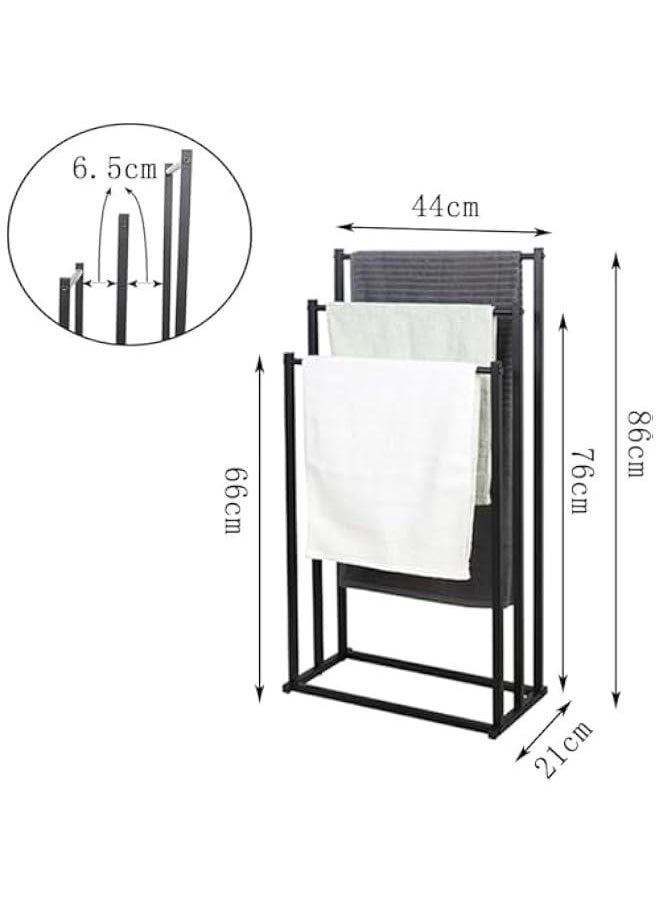 MIXDE - 3-Tier Large Capacity Freestanding Metal Folding Towel Rack, Anti-rust Coating Metal Ladder Towel Holder, Drying Stand, Bathroom Bath Organizer Rack for Space Saving - Image 1