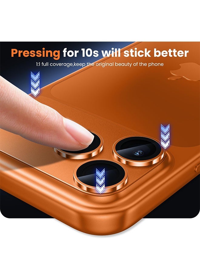 SUNDAREE واقي عدسة كاميرا iPhone 17 Pro - [مقاوم للكسر بدرجة عسكرية] [التصاق قوي] واقي شاشة كاميرا من الزجاج المقوى المصنوع من سبائك الألومنيوم المعدني، تيتانيوم برتقالي - Image 5
