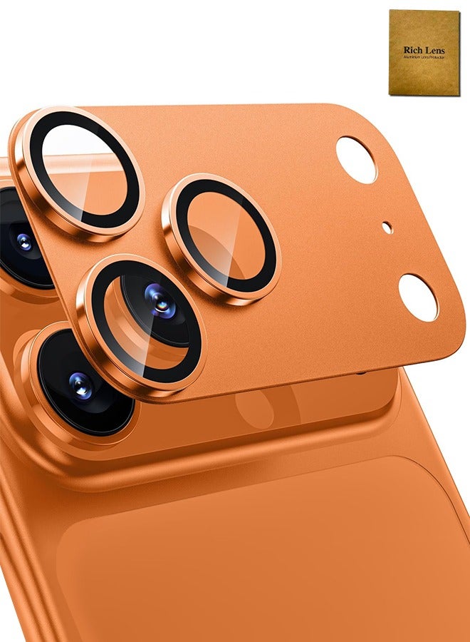 SUNDAREE واقي عدسة كاميرا iPhone 17 Pro - [مقاوم للكسر بدرجة عسكرية] [التصاق قوي] واقي شاشة كاميرا من الزجاج المقوى المصنوع من سبائك الألومنيوم المعدني، تيتانيوم برتقالي - Image 1