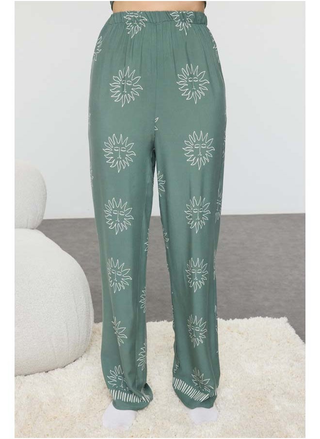 Green Sun Patterned Viscose Woven Pajama Set THMAW25PT00034