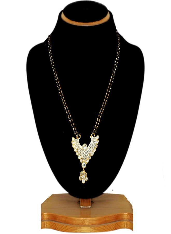 JSD Black Pearl Work American Diamond Studded Mangalsutra for Women - Image 2