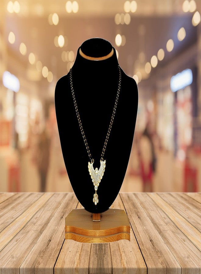 JSD Black Pearl Work American Diamond Studded Mangalsutra for Women - Image 4