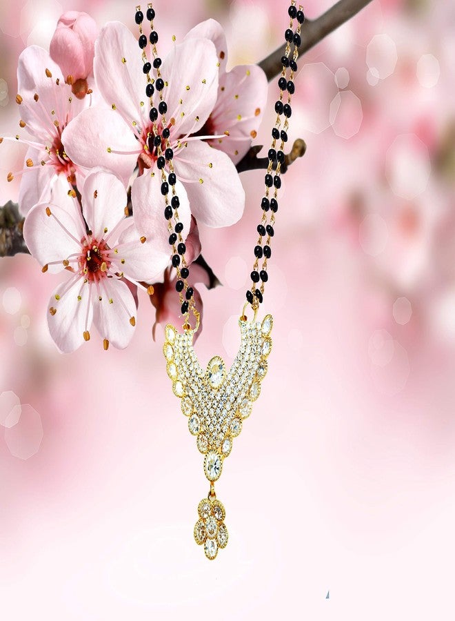 JSD Black Pearl Work American Diamond Studded Mangalsutra for Women - Image 3