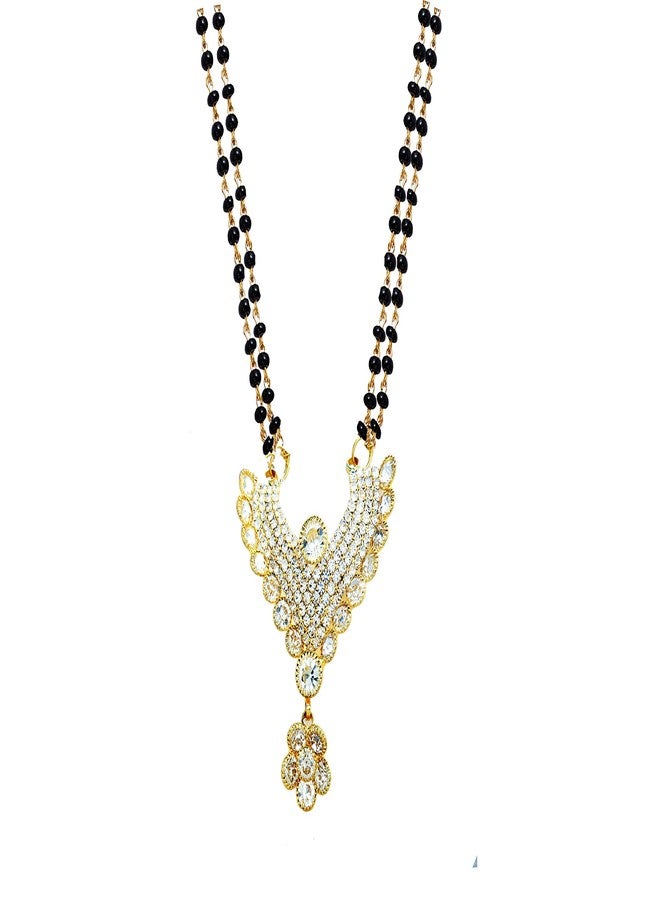 JSD Black Pearl Work American Diamond Studded Mangalsutra for Women - Image 1