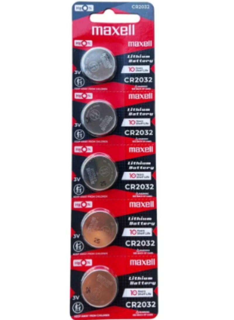 Maxell 5-Pieces Maxell CR2032 Lithium 3V (maxell) Japan Batteries