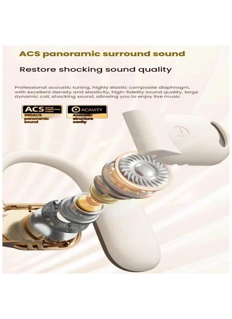 xozgdovg - Ai Translating Ear Buds, Wireless Bluetooth Translation Earbuds, 144 Languages Play Music Bluetooth Over-Ear Earbuds Treble Translation in Real Time for Travel Business Learning(A-Khaki) - Image 1