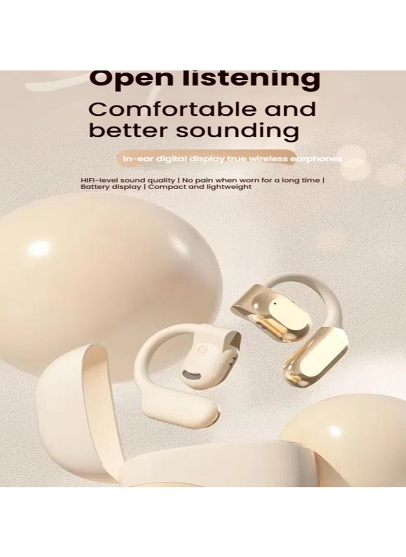 xozgdovg - Ai Translating Ear Buds, Wireless Bluetooth Translation Earbuds, 144 Languages Play Music Bluetooth Over-Ear Earbuds Treble Translation in Real Time for Travel Business Learning(A-Khaki) - Image 1