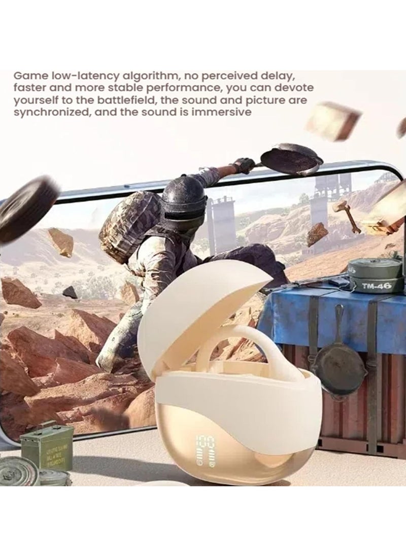 xozgdovg - Ai Translating Ear Buds, Wireless Bluetooth Translation Earbuds, 144 Languages Play Music Bluetooth Over-Ear Earbuds Treble Translation in Real Time for Travel Business Learning(A-Khaki) - Image 1