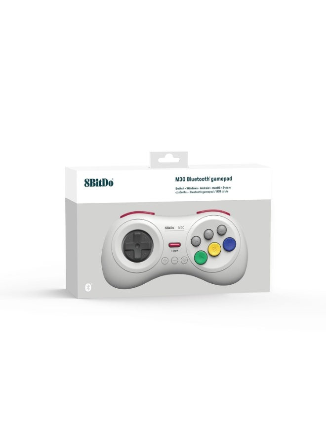 8Bitdo M30 Bluetooth Controller for Switch, Windows and Android, 6-Button Layout for SEGA’s Classic Games (White) - Image 5