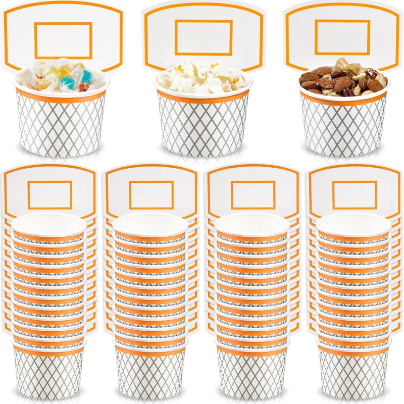 Basketball Hoop Snack Cups Basketball Party Decorations Paper Party Supplies Kids Paper Snack Cups Disposable Treat Food Bowls for Ball Themed Birthday Favors48 Pieces