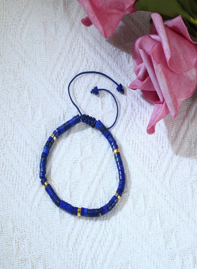 Dvehdbay Lapis Lazuli Bracelet - Genuine Lapis Lazuli Natural Stone, Healing Bracelets for Women Crystal Bracelet Anti Anxiety Stress Relief Delicate Spiritual Protection December Birthstone Gifts - Image 3