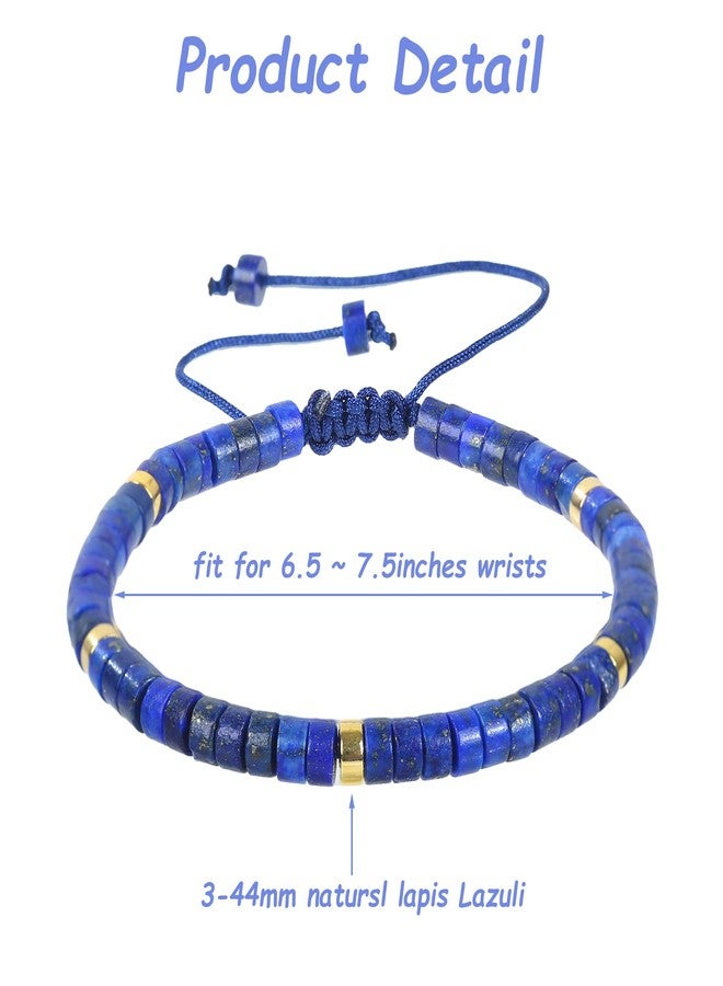 Dvehdbay Lapis Lazuli Bracelet - Genuine Lapis Lazuli Natural Stone, Healing Bracelets for Women Crystal Bracelet Anti Anxiety Stress Relief Delicate Spiritual Protection December Birthstone Gifts - Image 2