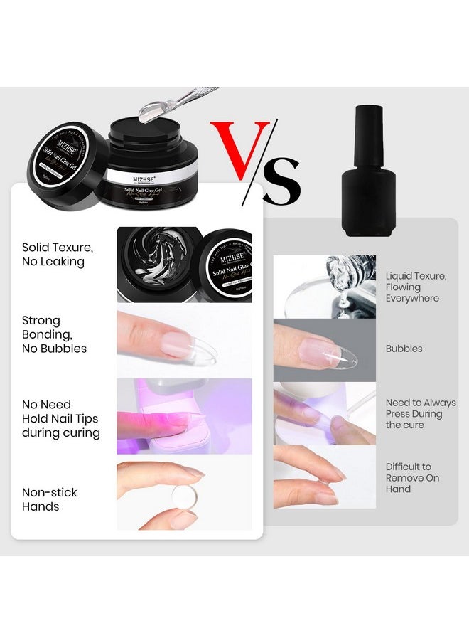 MIZHSE - MIZHSE Solid Nail Glue, 18g Solid Nail Glue Gel for Nails and Mini U V Light LED Lamp for Nail Cured Solid Gel Nail Glue for Acrylic Nails, Nail Tips Long Lasting Rhinestone Glue for Nail Salon - Image 1
