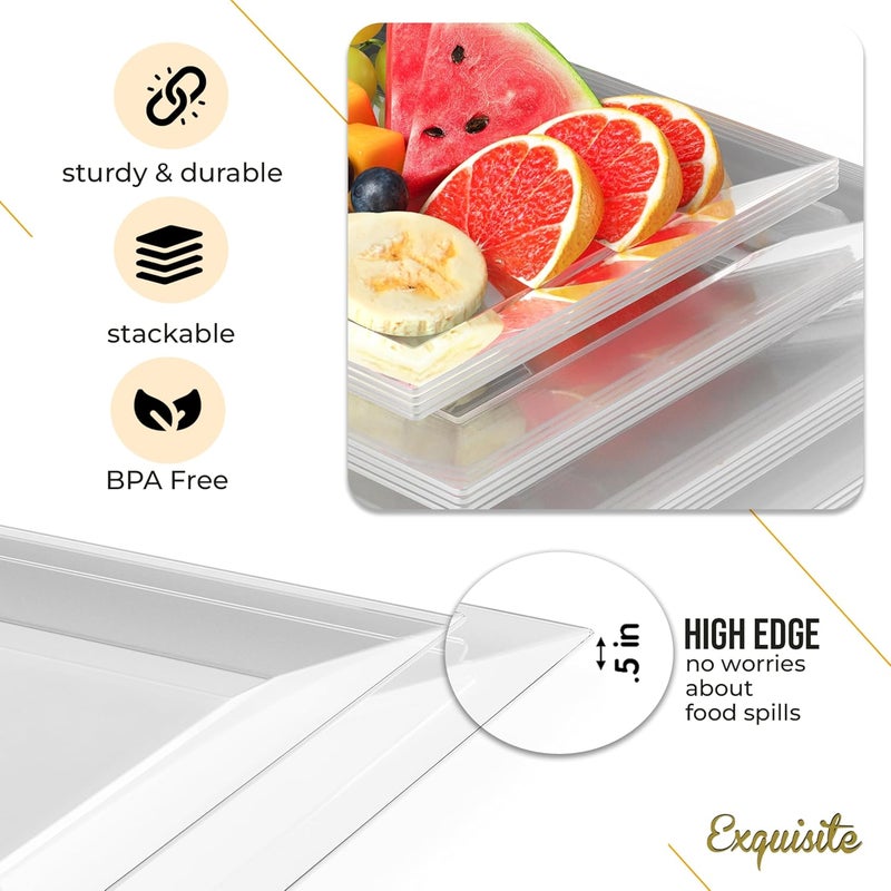 Exquisite Exquisite Plastic Serving Trays For Party  20 Pcs 75 Inch Clear Serving Platters Plastic Trays For Food Clear Tray Food Tray Disposable Platters For Parties Catering  Buffet - Image 3