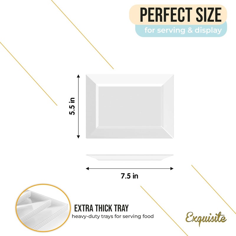 Exquisite Exquisite Plastic Serving Trays For Party  20 Pcs 75 Inch Clear Serving Platters Plastic Trays For Food Clear Tray Food Tray Disposable Platters For Parties Catering  Buffet - Image 2