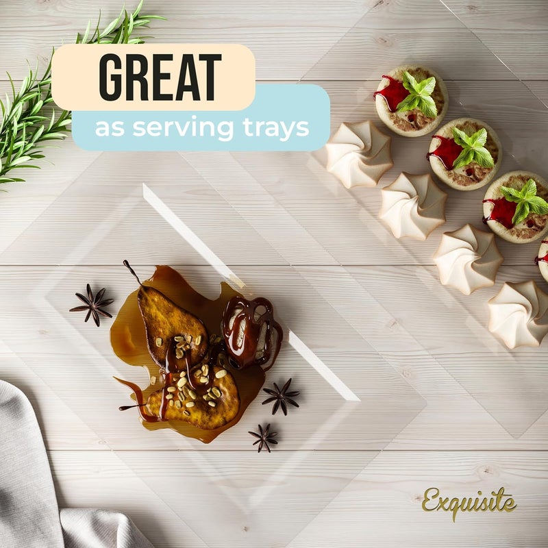 Exquisite Exquisite Plastic Serving Trays For Party  20 Pcs 75 Inch Clear Serving Platters Plastic Trays For Food Clear Tray Food Tray Disposable Platters For Parties Catering  Buffet - Image 4