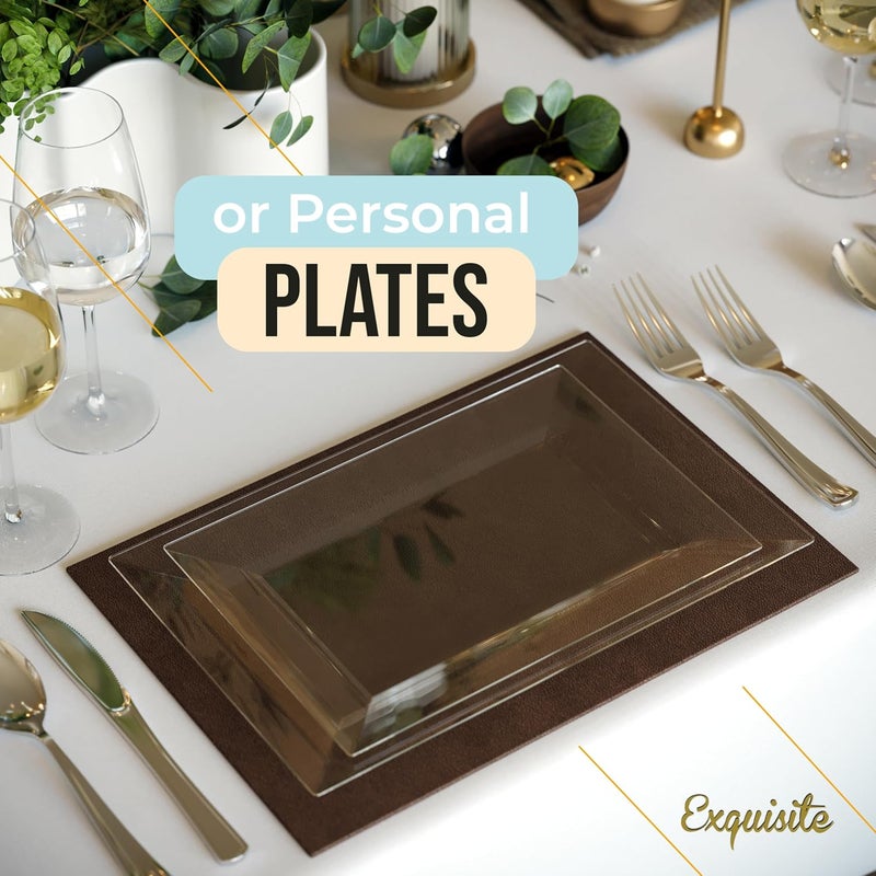 Exquisite Exquisite Plastic Serving Trays For Party  20 Pcs 75 Inch Clear Serving Platters Plastic Trays For Food Clear Tray Food Tray Disposable Platters For Parties Catering  Buffet - Image 5