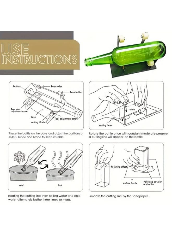 قاطع زجاجات الزجاج المعدني لأدوات DIY للزجاجات المربعة والمستديرة والمتينة - Image 5