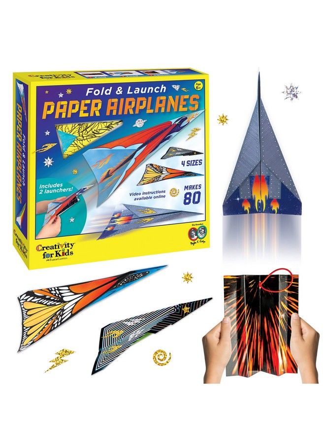 Creativity for Kids Fold And Launch Paper Airplanes Create 80 Paper Planes 2 Airplane Launchers Crafts For Kids Age 6 8+ - Image 1