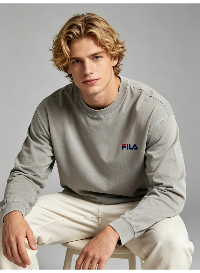 FILA Men's and women's loose cotton washed long sleeve T-shirts - Image 2