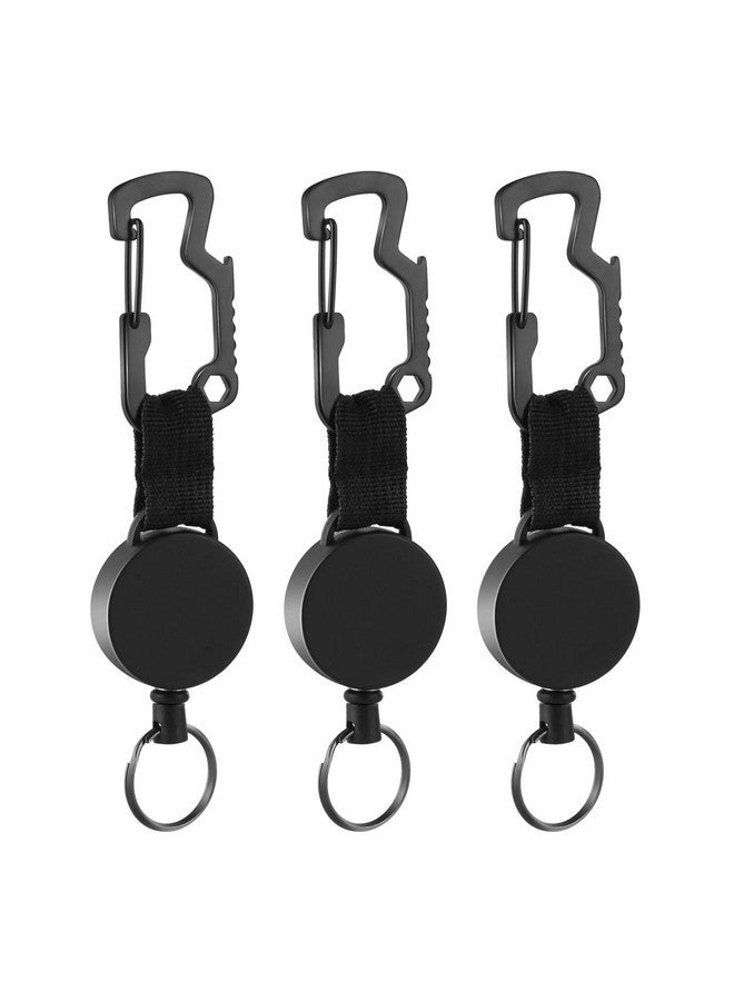 DELSWIN Retractable Key Chain Keyrings Heavy Duty Key Holder Belt Clip With Multitool Carabiner Keychain Lanyard Badge Reels (Pack Of 3) - Image 1