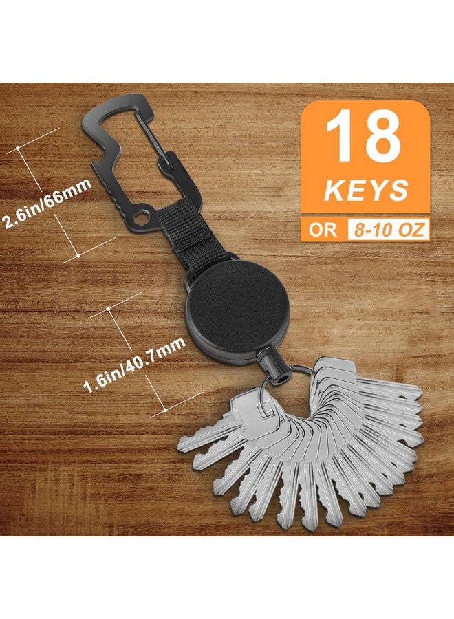 DELSWIN Retractable Key Chain Keyrings Heavy Duty Key Holder Belt Clip With Multitool Carabiner Keychain Lanyard Badge Reels (Pack Of 3) - Image 3