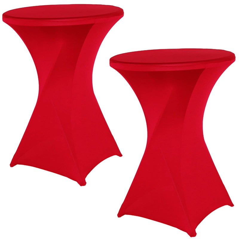 Jeloris 2 Pack 32x43 Inch Highboy Red Cocktail Spandex Round Tablecloth Stretch Spandex Cocktail Table Fitted Cover for Weddings Banquets Events Parties Restaurants
